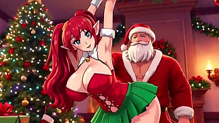 Santa give special gift to busty milf on Christmas
