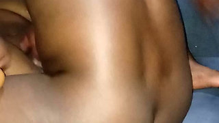 Black Couple Enjoying Sex on Sofa at Night