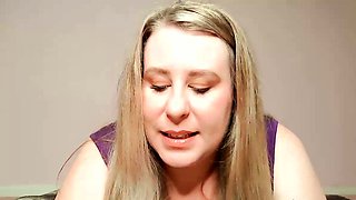Cute blonde teen in blue panties masturbation on webcam