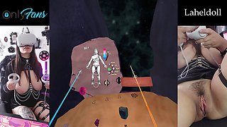 British gamer girl gets completely naked while playing a VR game