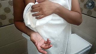 Caught My Stepsister While She Was Bathing and Filming Her, Then Made Her Grab My Cock and Fuck Me, Hindi Audio