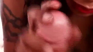 Petite ebony Anjanette Astoria POV deepthroat blowjob