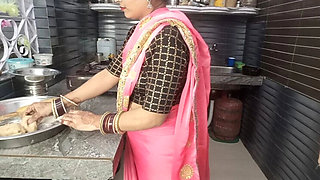 Indian Housewife Tannu's Hot Kitchen Blowjob & Fucking - Young 18 Year Old Big Tits