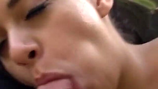 Beautiful girl seduces Stepuncle and fucks his huge cock by the garden