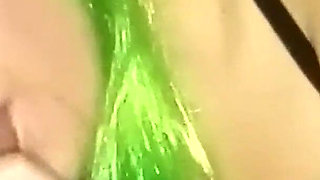 Masturbating with a Massager and Swallowing Cum