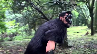 Shemale Mistress with Big Cock Dominates Bound Sex Slave in Dungeon