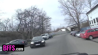 BFFS - Naughty Euro Girls Get Wild With A Stranger In The Backseat During RoadTrip In Czech Republic