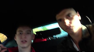 Two Muscular Teen Guys Hot Blowjob Action In Car