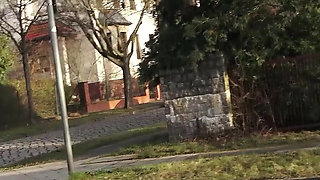 German Blonde Girl Lisa Pick up and Talk to Risky Fuck in Car at Public Place