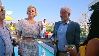 A mature blonde beauty with big tits gets fucked hard by a huge dick