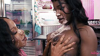 Saucy black lesbos mind-boggling porn clip