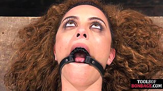 Ballgagged BDSM sub gets whipped by master and domina