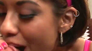 Hot Latin teen gets a warm load on her face after a hard fuck