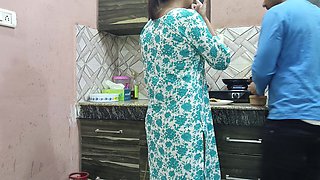 Beautiful Indian Step Mom Pussy and Ass Fucked Hard by Step Son While He Is in Kitchen to Seducing