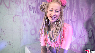 Tattoo Girl Solo Double Penetration with Toys - Anal Mastrubation - ATM, Goth, Punk, DP