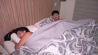 SarahBlack the Big-Booty MILF Stepson Shares Hotel Bed Before Sucking His Cock