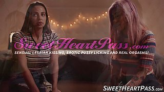 Horny Ashlee Juliet goes wild in a hardcore pussy licking by big tits Abigail Mac