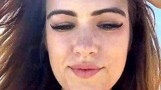 Outdoor anal solo and masturbating blonde