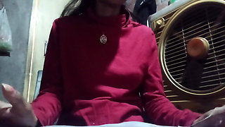Desi stepmom talking dirty about sex to his stepson, showing her ass and finger pussy front of his stepson.