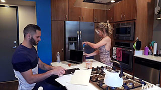 Sexy Secrets with Stepmom: Busty Preston Lee & Damon Dice, Seducing Her Stepson on the Kitchen Counter