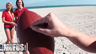 Mofos - Dee Dee Lynn & Marina Angel go from football realm to bedroom, satisfying two hard boners with naughty joy