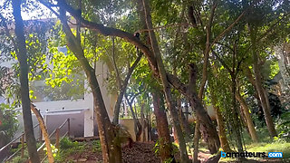 Voyeur Catches Two Horny Housewives Doing Yoga in the Woods at bAmateurs