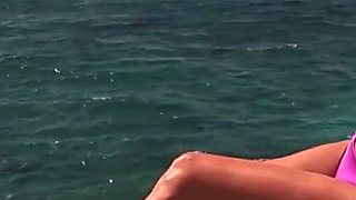 Mature Blonde MILF Pleasures Lover on Rocky Shore