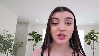 Young babe with petite knockers on fuck-a-thon swing