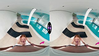 Busty stunner taunts and screws lucky fellow by the pool - tmwvrnet