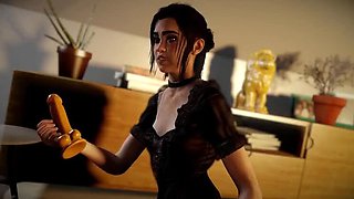 Ellie Got Cot Riding Dildo Hard - Big Tits Maid Doggy Style & Cowgirl Fuck