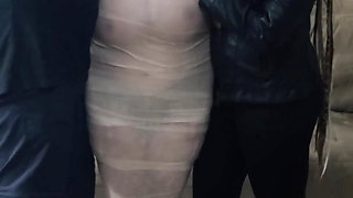 Mummifying Natasha with White Tape!