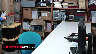 Shoplyfter Mylf - redhead MILF and stepdaughter fucked in the backroom by horny officers