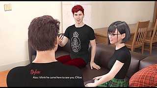 Hot brunette babe with big tits plays PC games while showing off her backside