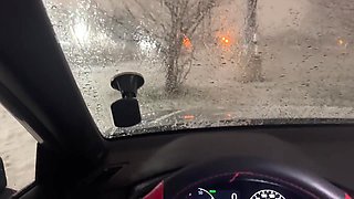 I Suck His Warm Cock In Public Parking, While Snowing