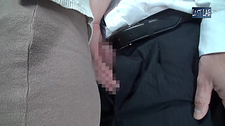 Crowded Bus Thrill. Husband Nearby, Tight Skirt Wife Feels a Bold Press and Quietly Guides It Closer in Risky Heat. - Part2