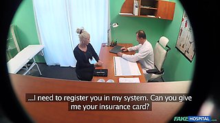 Blond huge boobed porn star fucked by her doctor - faux medical center