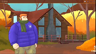 Chubby Young Man Takes Bareback Pounding from Lumberjack in Cabin