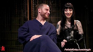 Tattooed mistress torments balls