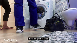 Housewife Stuck in Washing Machine and Plumber Fucked Her