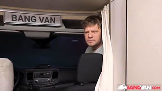 Michael Fly, Nick Ross And Jennifer Mendez - Bangvan - Big Titted Van Driver In Parking Lot Encounter With Well-hung Security Guard