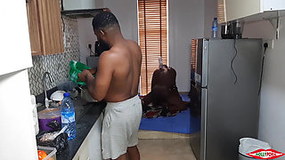 Very Dark Big Dick Fuels Fever In Kitchen Bed