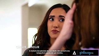 Girlsway - small red haired myra moans seduces chesty neighbor cougar Chloe Amour - portuguese subtitles