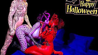 3d Hentai, Foursome Orgy At A Halloween Party