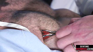 Femdom nurse facesitting BDSM sub after nipples tormenting