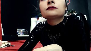Latex slut solo anal masturbation