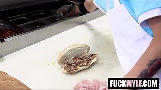 WTF COUGAR Client Blows Chef and Porked in Kitchen Nina Elle, Juan Loco