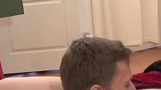 Small titted teen in stockings and heels likes anal 3some fuck in the classroom