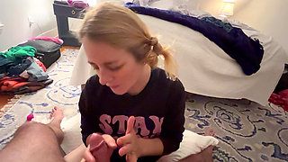 Cum Swallowing BlowJob from Stay at Home MILf