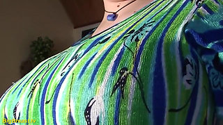 Hairy bush BBW housewife oiled her extreme monster boobs