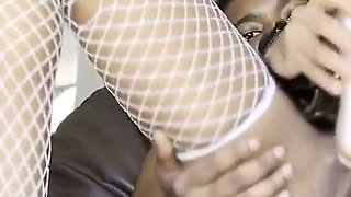 Ebony Babe Rides Dick in Her Ass